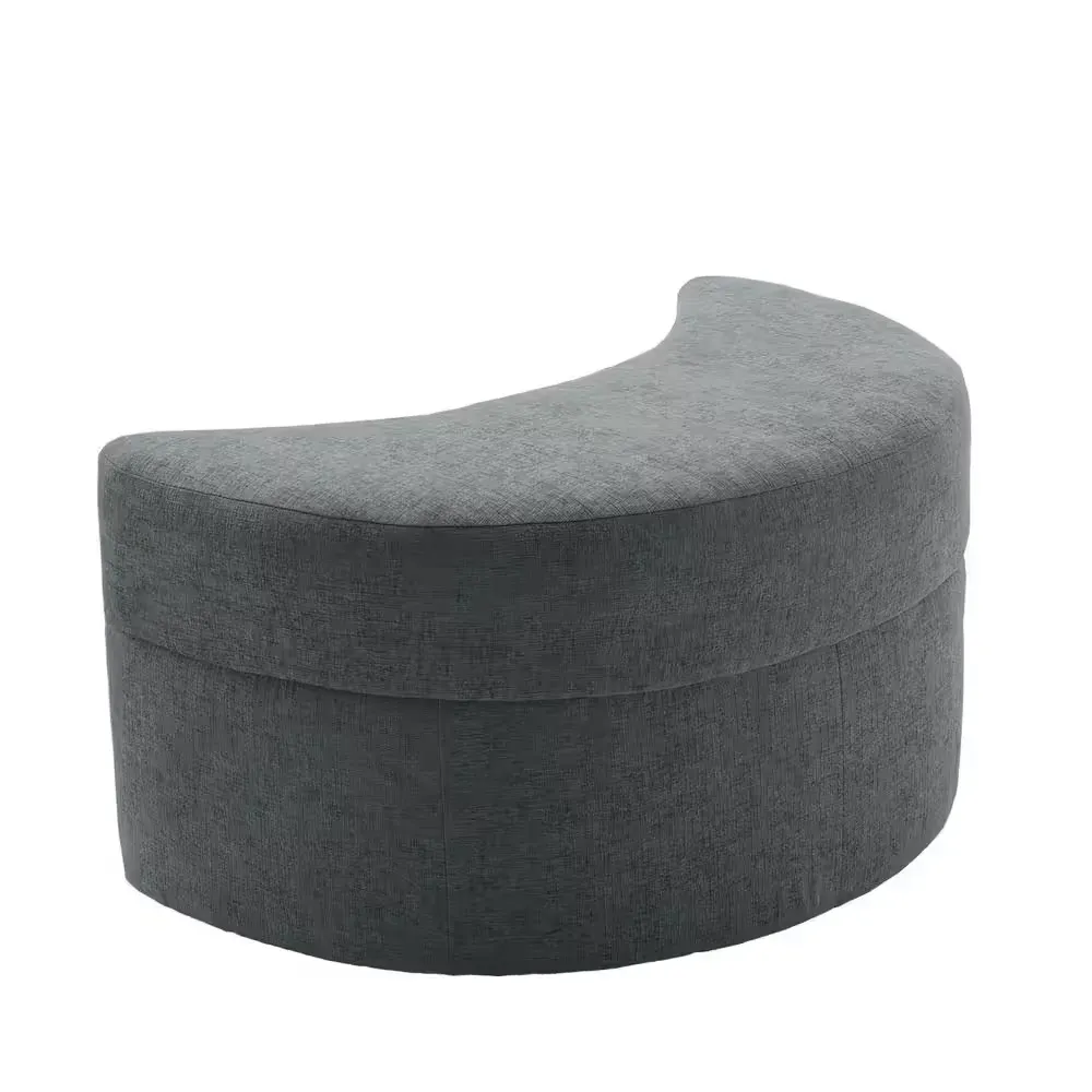 Modern Gray Chenille Half Crescent Moon Storage Ottoman (Set of 1) - image 1