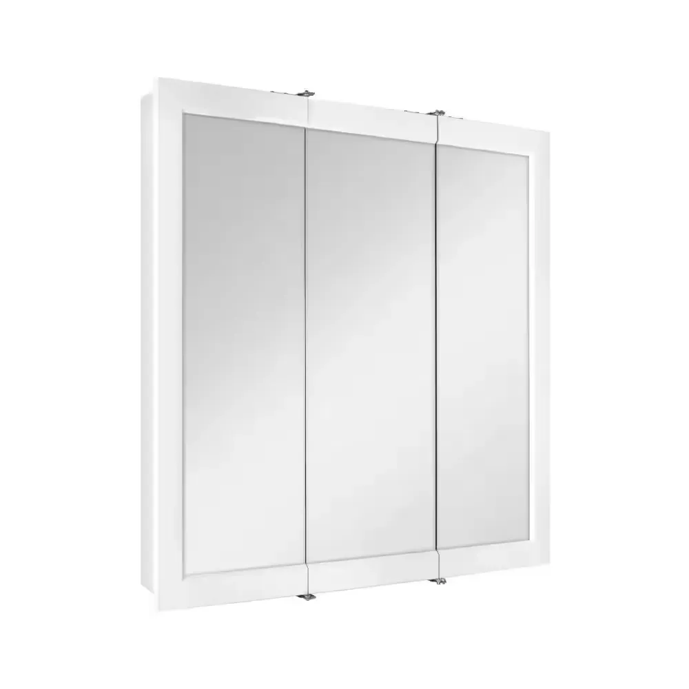 30-3/16 in. W x 29 in. H Framed Surface-Mount Tri-View Bathroom Medicine Cabinet with Mirror, White - image 1