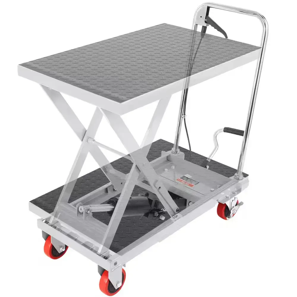 Hydraulic Lift Table Cart 500 lbs. Capacity Manual Single Scissor Lift Table with 4 Wheel 28.5 in. Lifting Height, Gray - image 1
