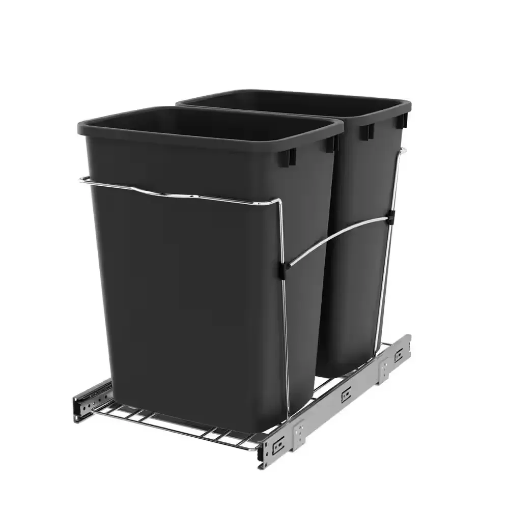 Black Double Pull Out Trash Can 35 Qt for Kitchen - image 1