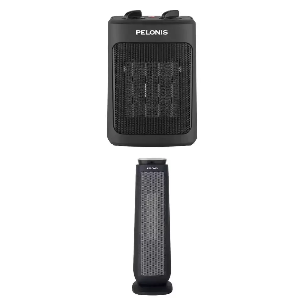 Pelonis Electric Heater Set: Portable Ceramic & Tower Space Heaters (1500-Watt 23 in. Digital Tower Ceramic Heater and 9 in. Personal Space Heater Combo) - image 1