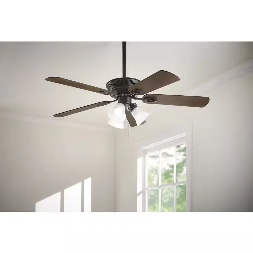 Glendale III 52 in. LED Indoor Matte Black Ceiling Fan with Light and Pull Chains - image 1