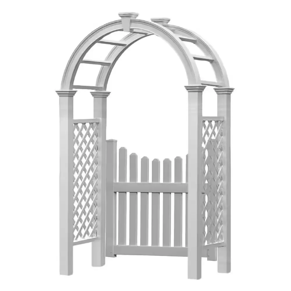 Nantucket 102 in. x 28 in. Arbor with Gate, Vinyl, White - image 1