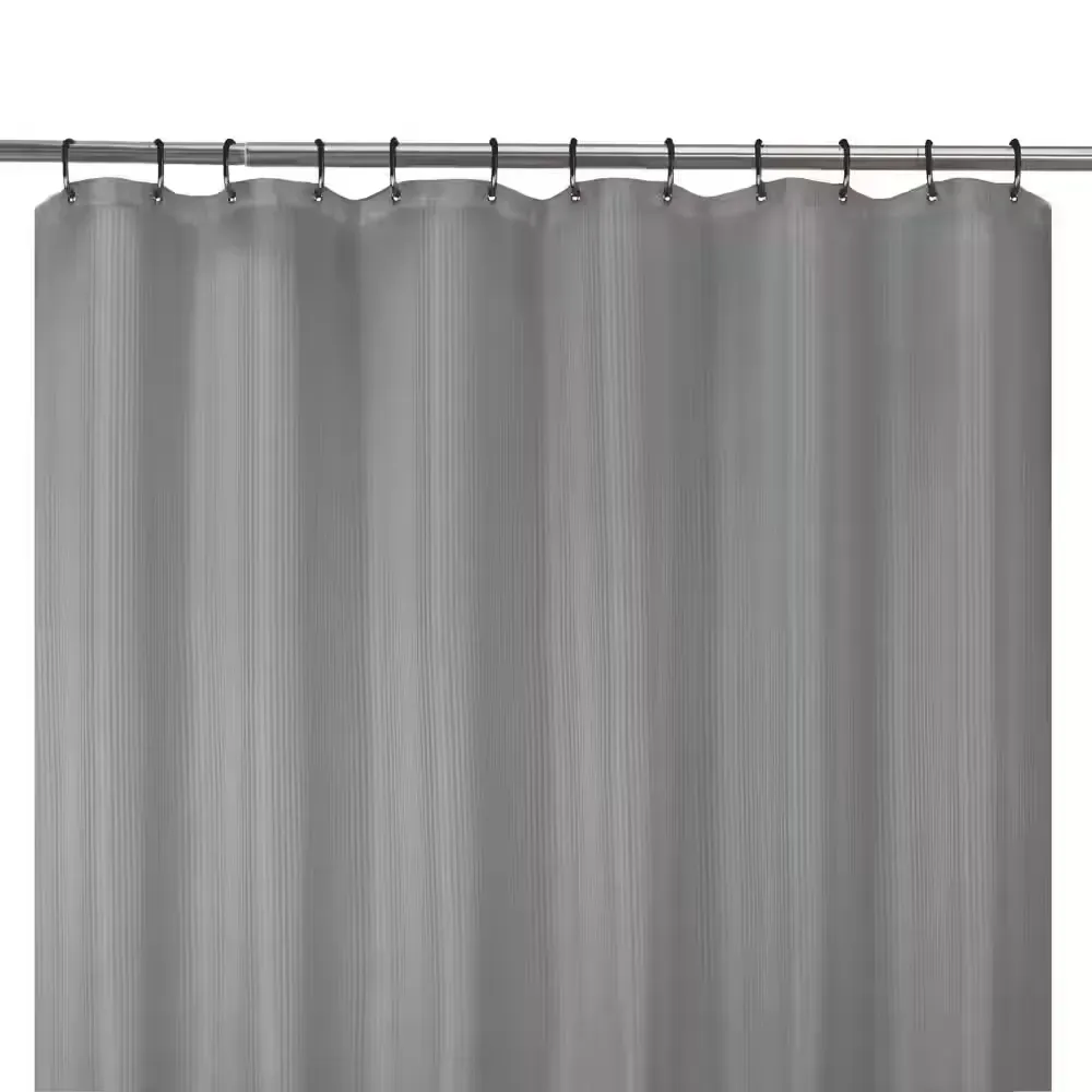 72 in. L x 70 in. W 100% Waterproof Striped Fabric Shower Curtain Liner in Grey - image 1