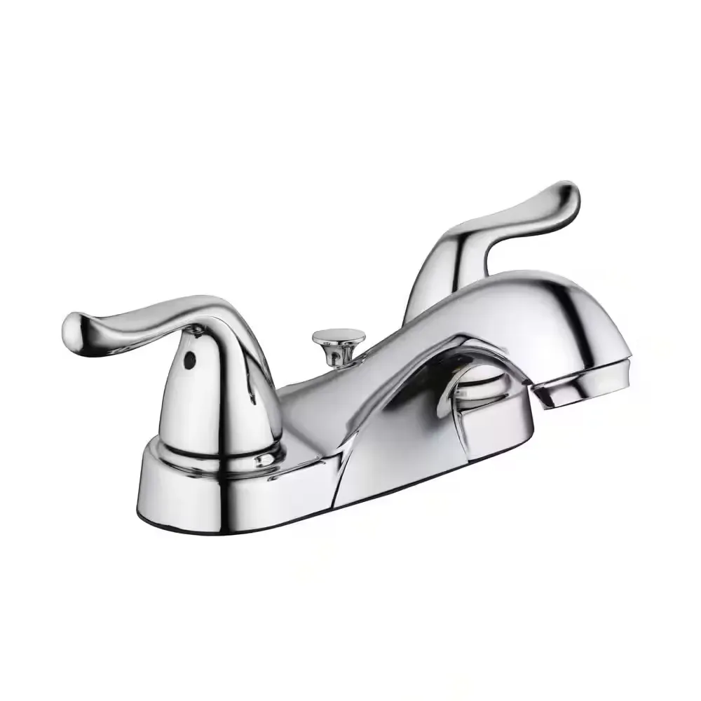 Constructor 4 in. Centerset Double-Handle Low-Arc Bathroom Faucet in Polished Chrome - image 1
