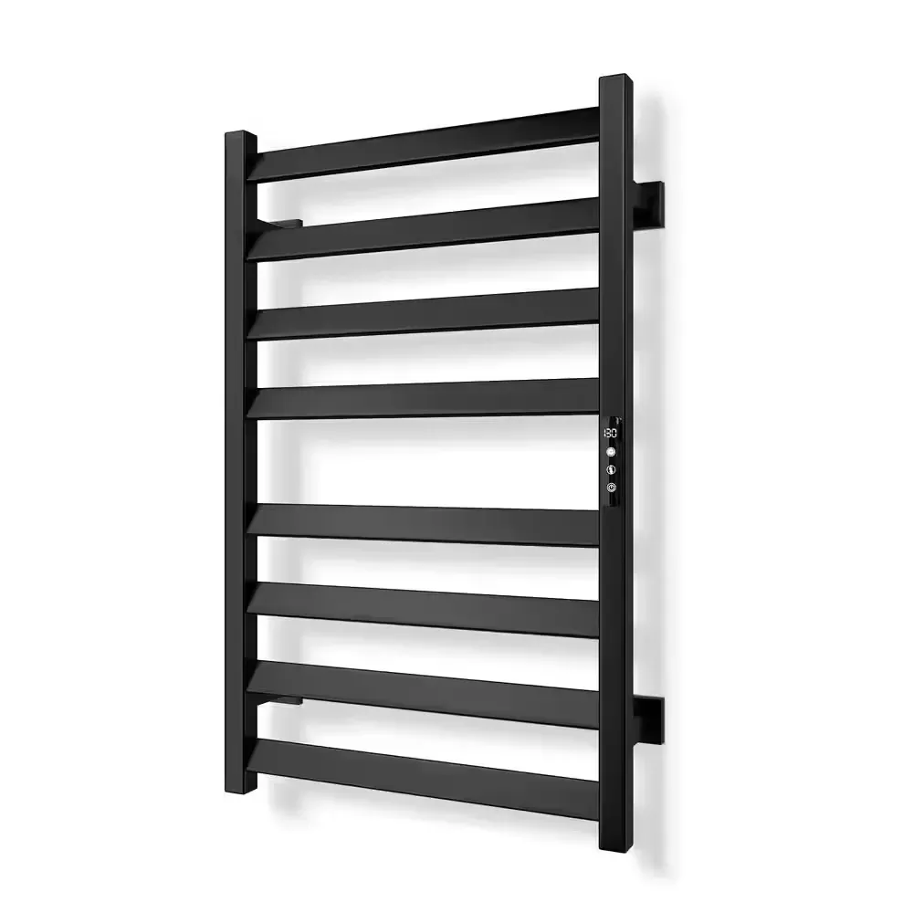 Electric Towel Warmer Wall Mount Heated Towel 8 Bars Plug in Hardwired Black - image 1