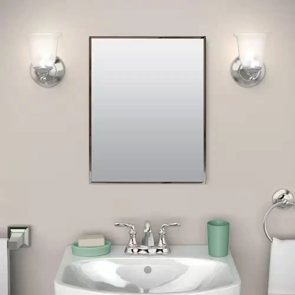 Framed Rectangular Bathroom Vanity Mirror with Polished Chrome Finish - image 1