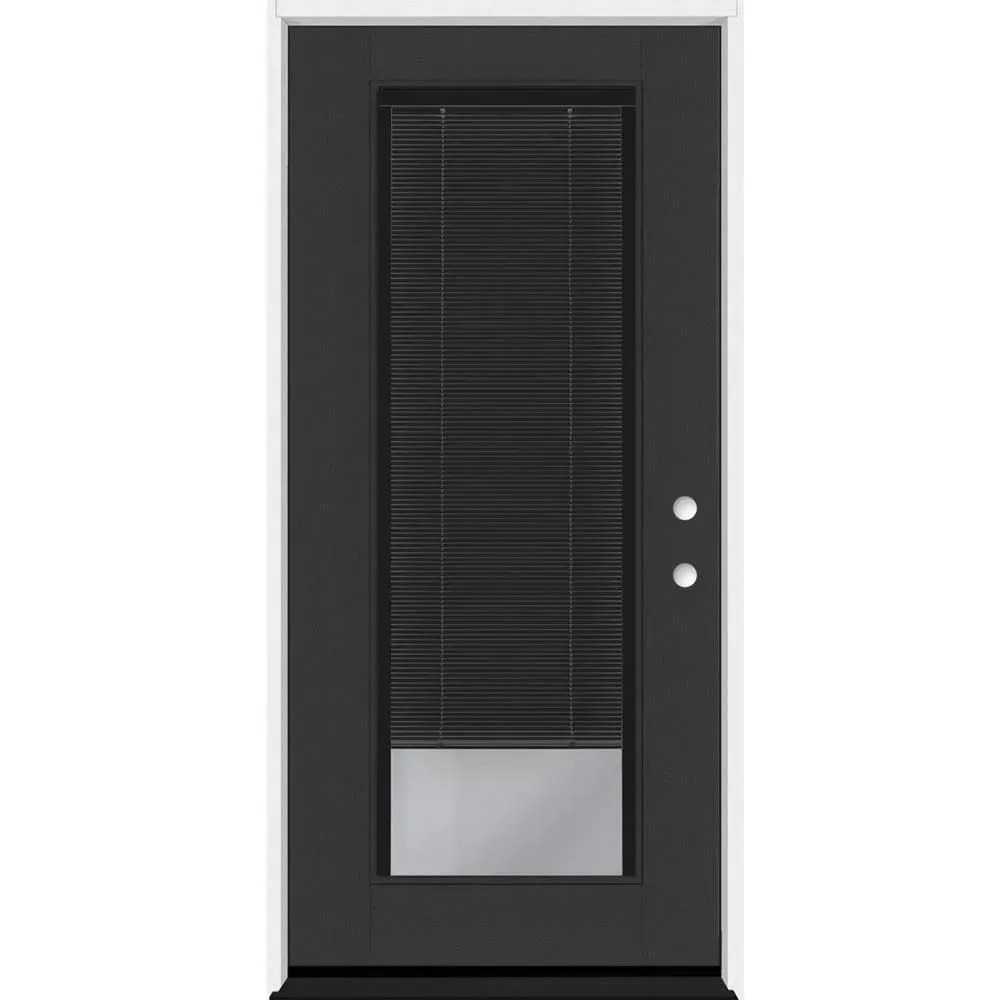 Legacy 34 in. x 77 in. Full Lite Clear Glass Noir Miniblind LHIS Black Finish Fiberglass Prehung Door w/6-9/16 in. Jamb - image 1