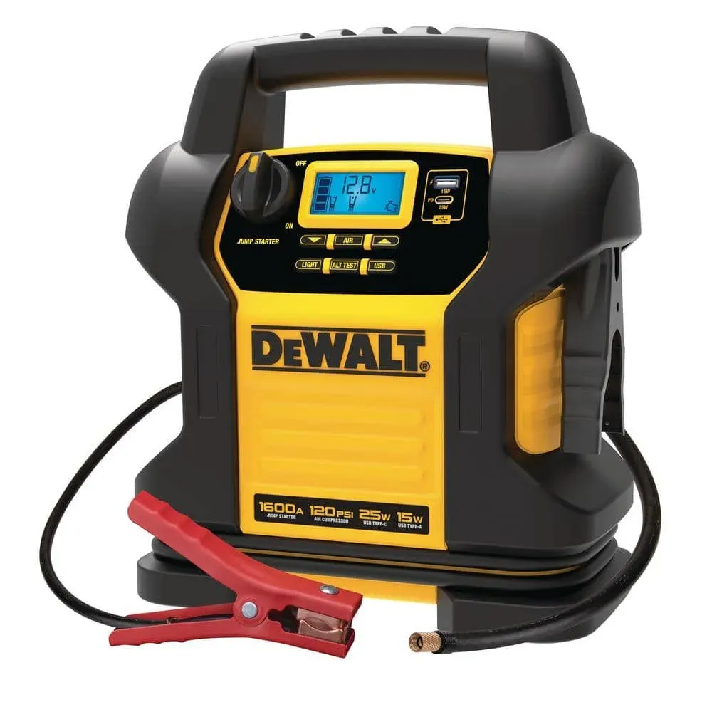 DEWALT 1600 Peak Amp Jump Starter with Digital Compressor and USB Power Bank - image 1