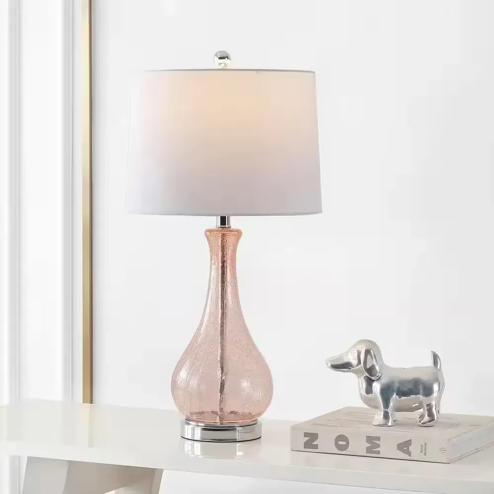 SAFAVIEH Finnley Antique Rustic 27.5 in. H Table Lamp, Light Blush (Finnley 27. 5 in. Light Blush Crackle Table Lamp with Off White Shade) - image 1