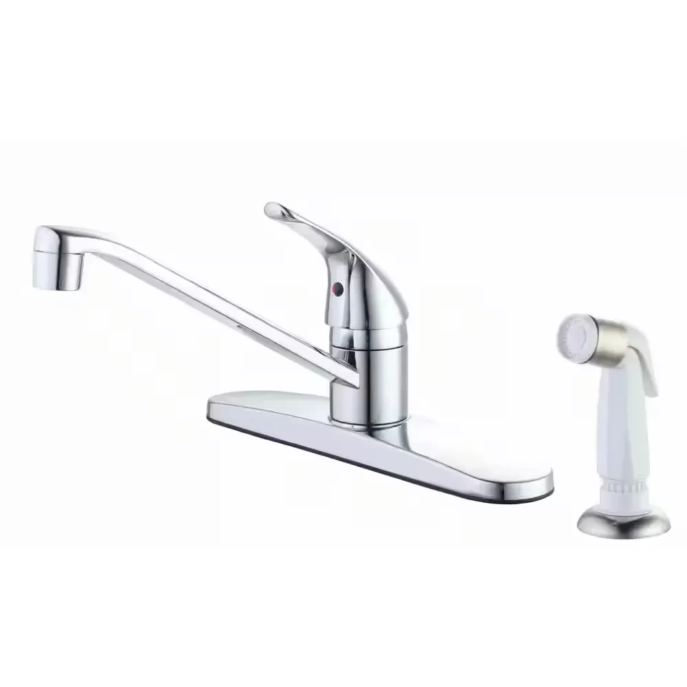 Single Handle Standard Kitchen Faucet in Chrome with White Side Sprayer - image 1