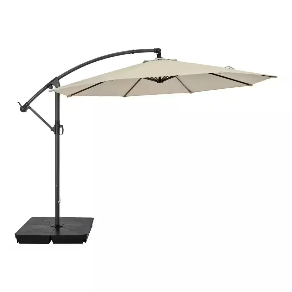 10 ft. Steel Cantilever Market Patio Umbrella in Putty - image 1