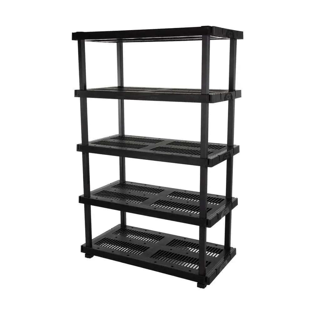 HDX 5 Tier Plastic Adjustable Garage Storage Shelving Unit in Black (48 in. W x 75 in. H x 24 in. D) - image 1