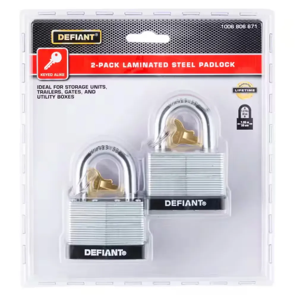 50 mm 1 in. 2-Pack Laminated Steel Shackle Keyed Padlock (Includes 2 Keys) - image 1