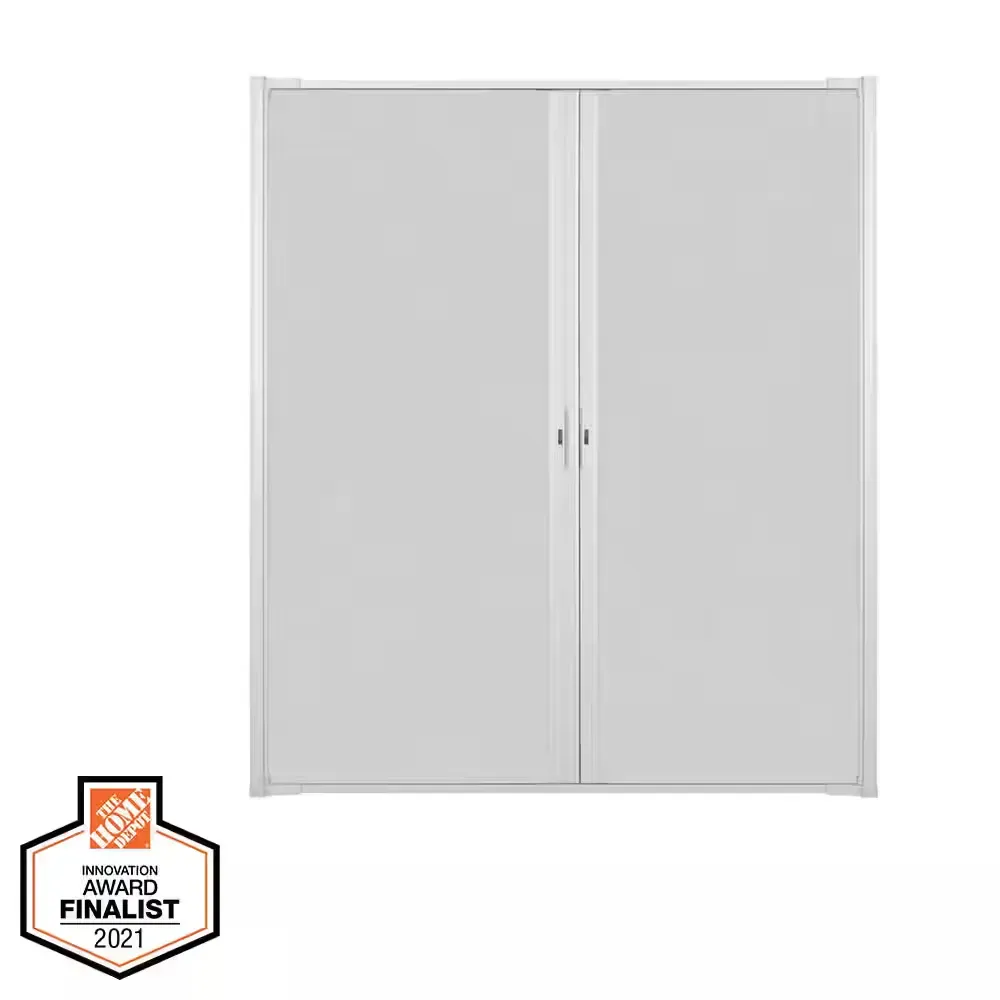 72 in. x 80 in. LuminAire White for Double Entry Door 68 in.-72 in. Universal Handed Aluminum Retractable Screen Door - image 1