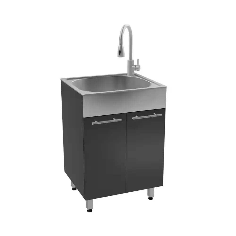 24 in. Charcoal Utility Cabinet with brushed aluminum Apron - image 1