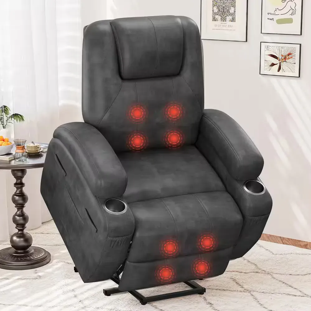 Black Leather Standard (No Motion) Recliner with Power Lift0pp - image 1
