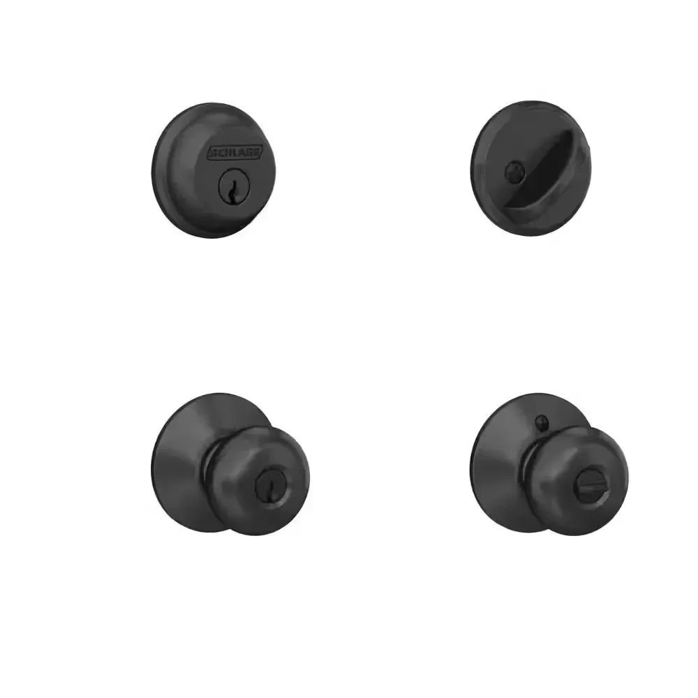 Schlage Keyed Entry Door Knob and Single Cylinder Deadbolt Combo Pack in Matte Black - image 1