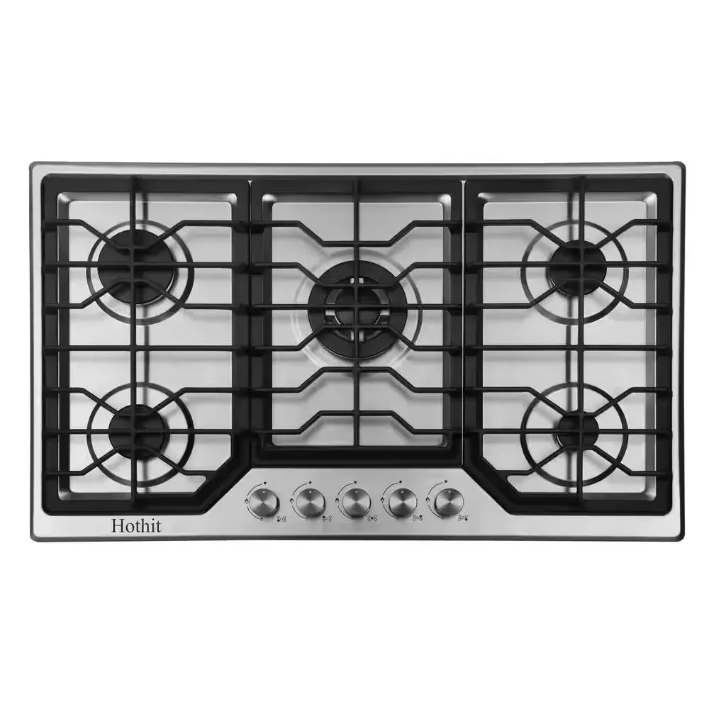 34 in. 5-Burners Recessed Gas Cooktop in Stainless Steel with Gas Cooker Stove Propane Gas/Natural Gas Convertible - image 1