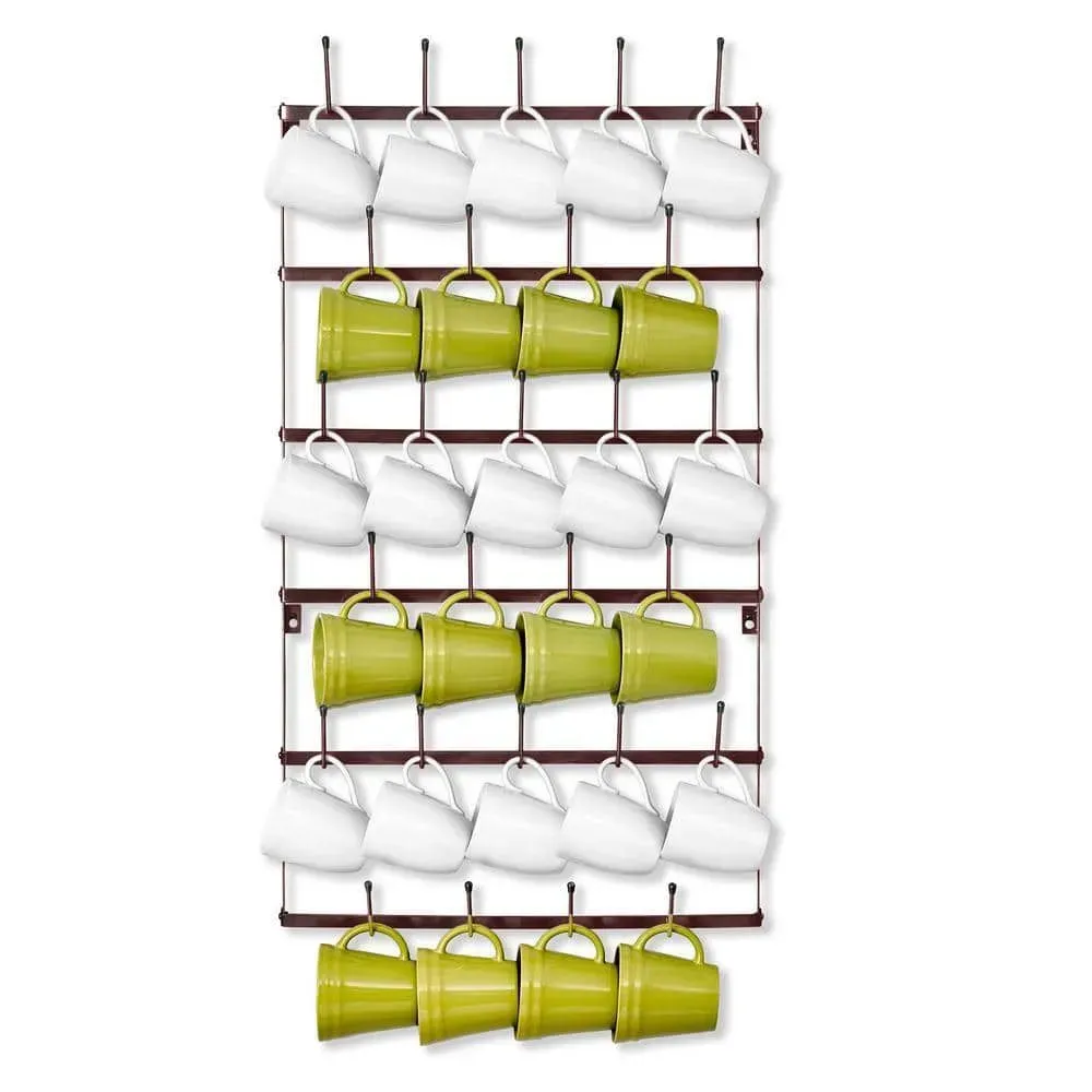 Sorbus 6-Tier 27 Hooks Brown Wall Mounted Mug Hook Rack Cup Holder (Large, Metal) - image 1