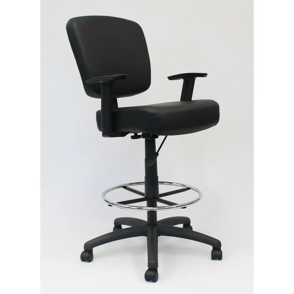 BOSS Office Products Black Modern Style Drafting Chair with Adj Arms - image 1
