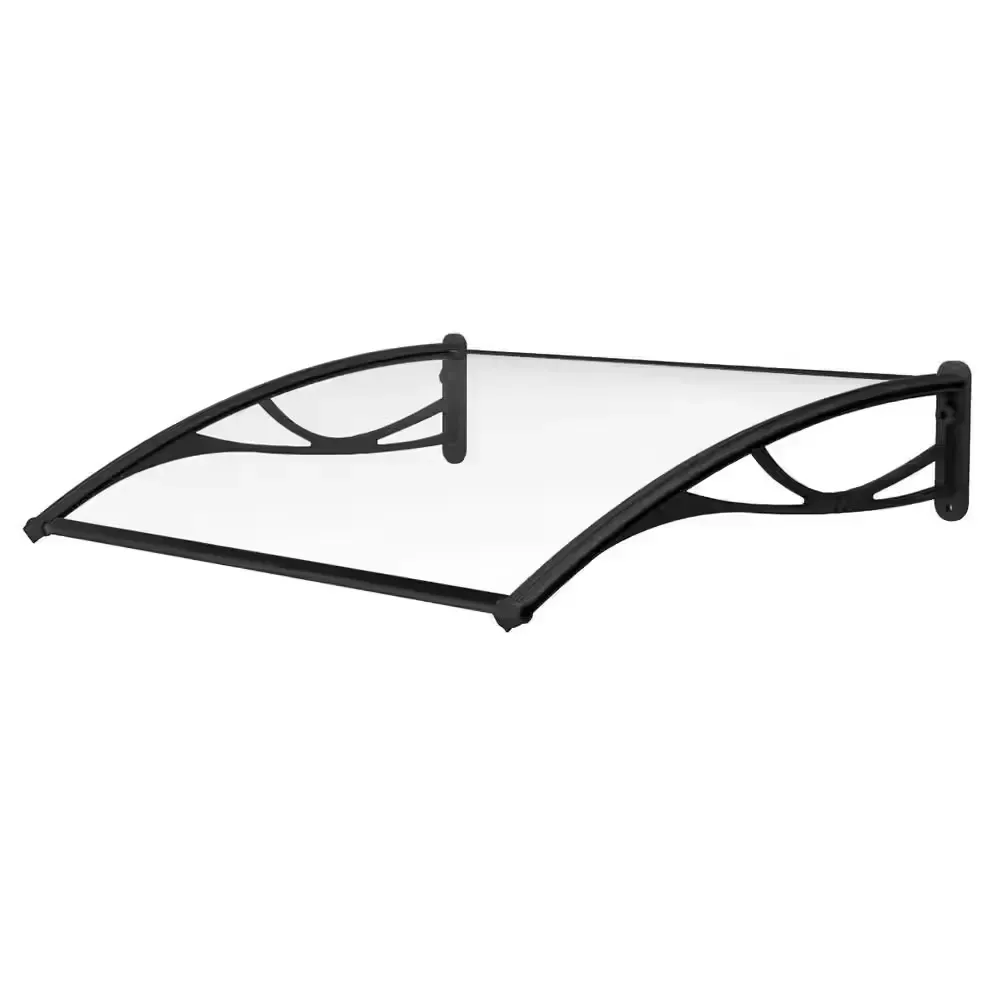 4.5 ft. PN Series Solid Polycarbonate Door and Window Awning (55 in. L x 31 in. D) Clear with Black Bracket - image 1