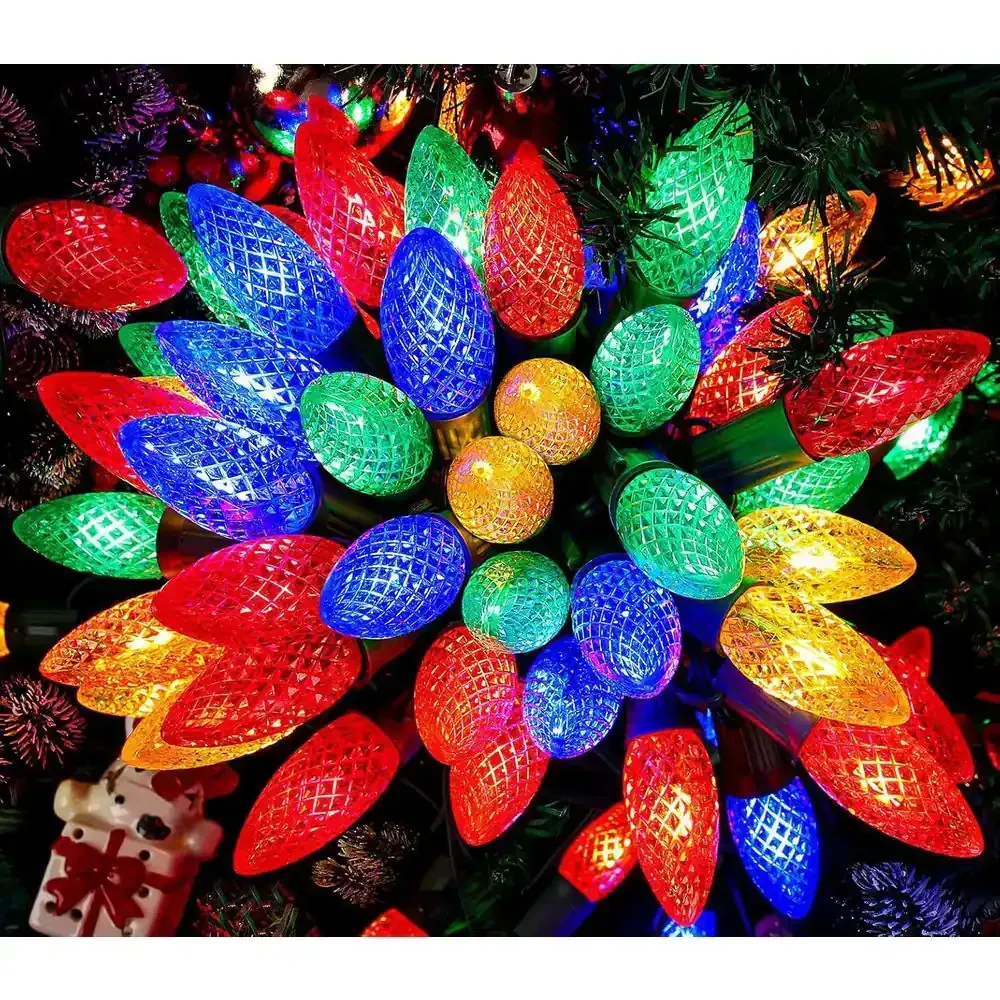100 ft. 50 LED Faceted Steady C9 Outdoor Multi Color Christmas String Light - image 1