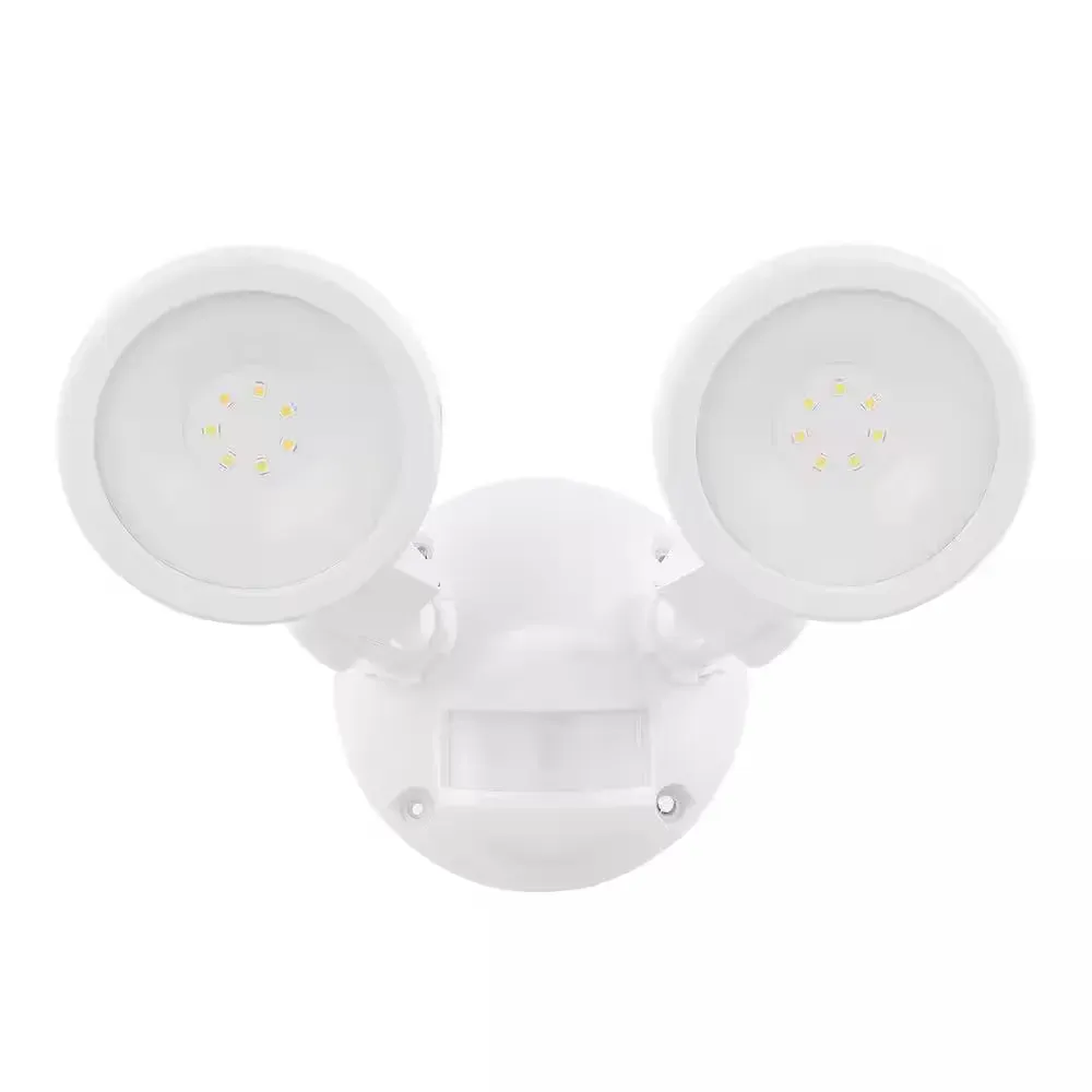 180° White Motion Sensing Security Light Wired Outdoor 2-Head LED Flood Light 1000 Lumens - image 1