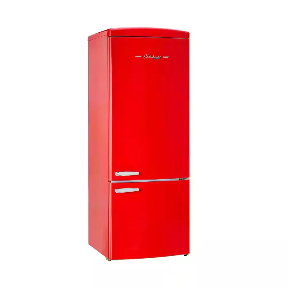 Classic Retro 28 in. 16.7 cu. ft. Frost Free Bottom Freezer Fridge in Candy Apple Red, Energy Star - image 1