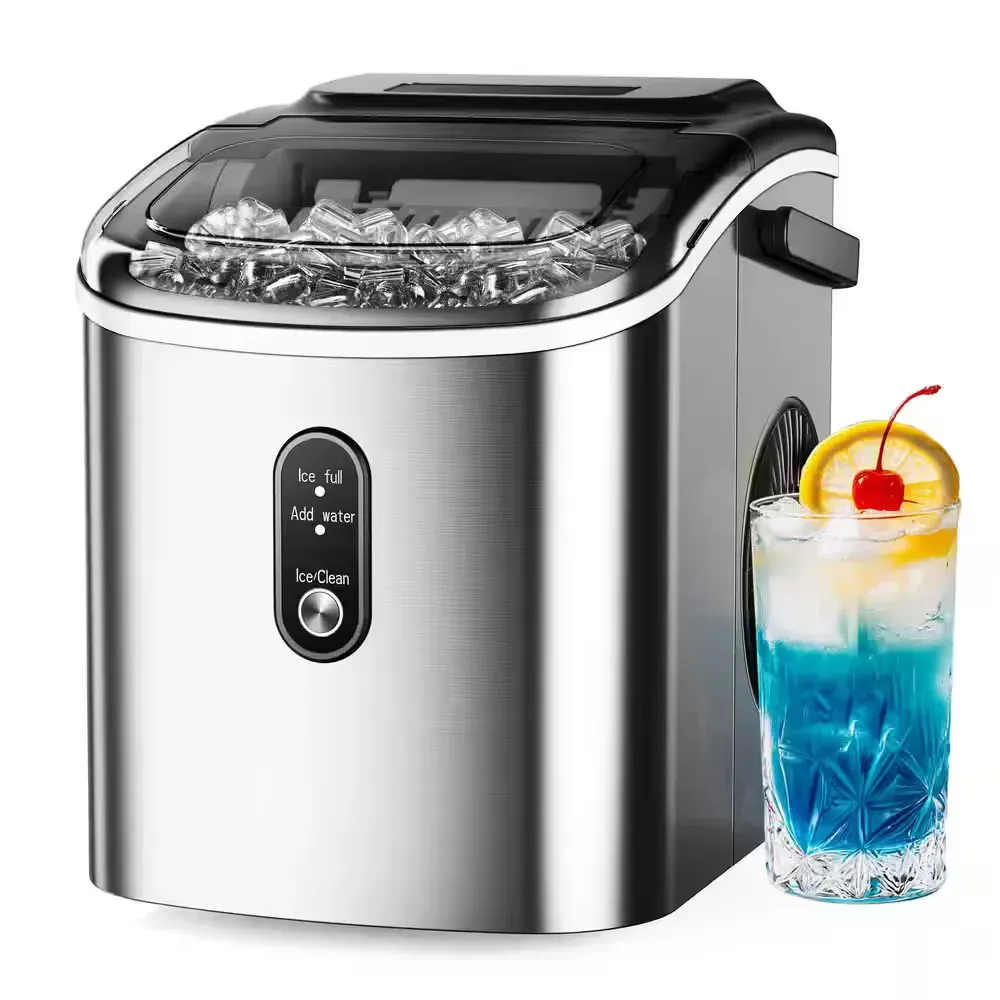 9 in. 26.5lb./24H Bullet Ice Countertop Portable Ice Maker in Silver 9 Cubes/6Mins Auto-Cleaning, with Basket and Scoop - image 1