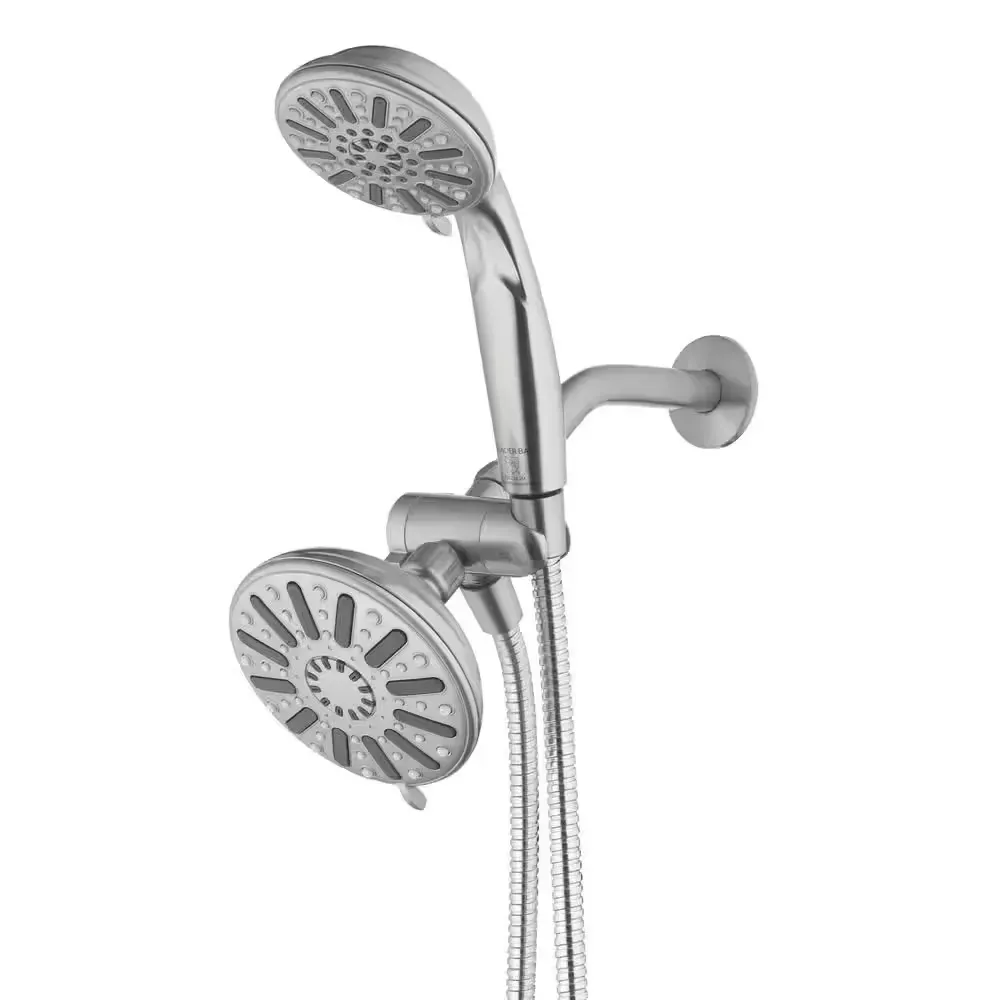 6-Spray 5 in. Dual Wall Mount Fixed and Handheld Shower Head 1.8 GPM in Brushed Nickel - image 1