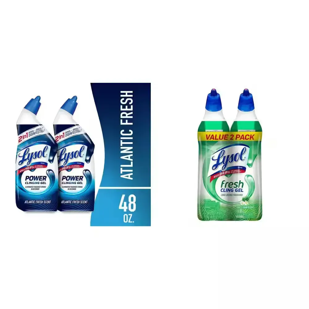 *** Pack of 4 (8) *** Power Toilet Bowl Cleaner Gel, 24oz (2-Pack) and Forest Rain Scent Toilet Bowl Cleaner, 24 oz (2-Pack) - image 1