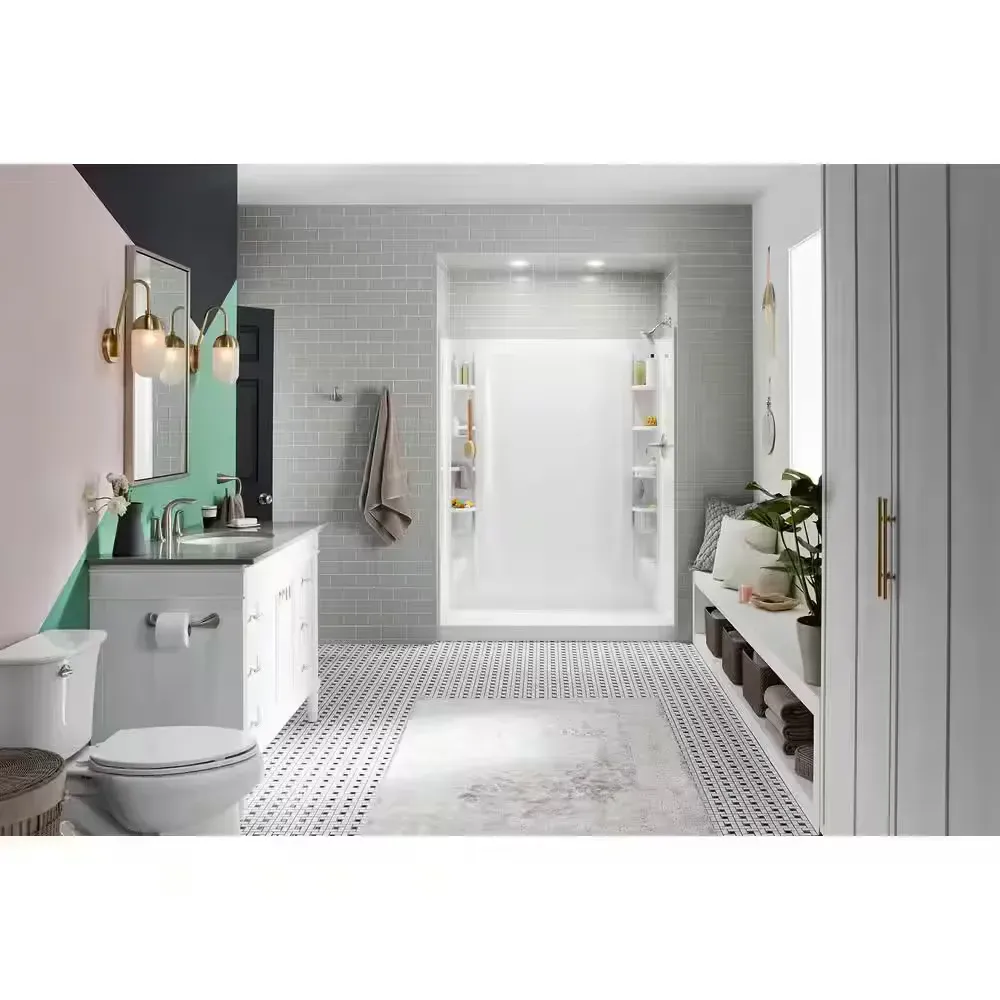 STORE+ 24 in. W x 74 in. H Five-Piece Direct-to-Stud Shower Wall Surround Alcove in White - image 1