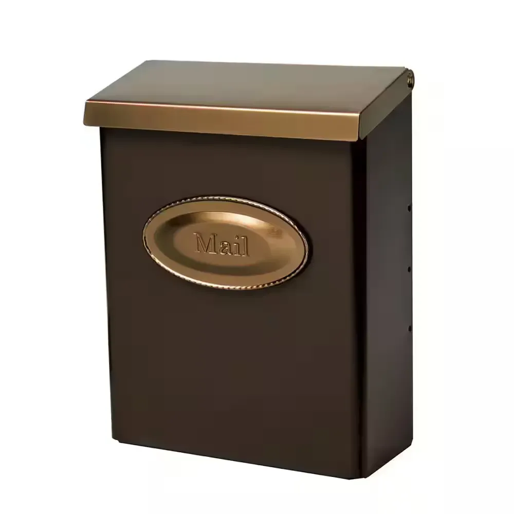 Designer Venetian Bronze with Brushed Brass, Medium, Steel, Locking, Wall Mount Mailbox - image 1