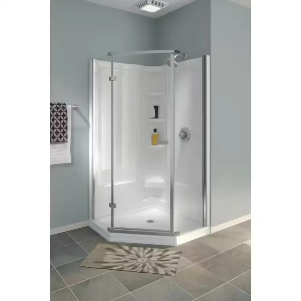 Classic 38 in. x 38 in. x 72 in. Semi-Frameless Neo Angle Corner Shower in White - image 1