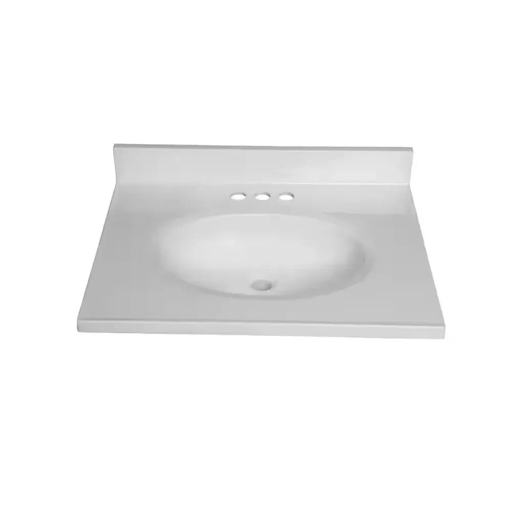 25 in. W x 19 in. D Cultured Marble Vanity Top in White with White Rectangular Single Sink - image 1