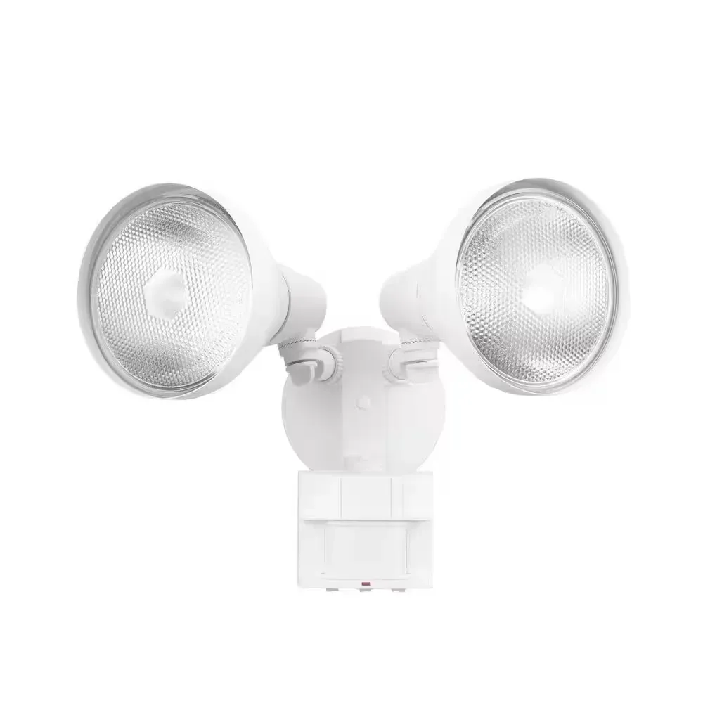 PAR 180° White Motion Sensing Security Light Wired Outdoor 2-Head Dusk-to-Dawn Flood Light - image 1