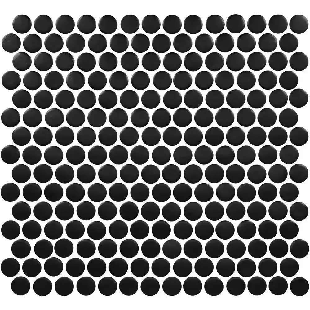 Restore Black 11 in. x 13 in. Matte Ceramic Penny Round Mosaic Floor and Wall Tile (10.6 sq. ft./Case) - image 1