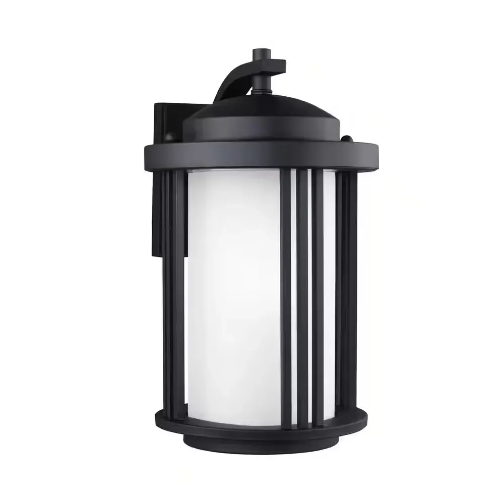 Crowell 1-Light Black Outdoor 14.875 in. Wall Lantern Sconce with LED Bulb - image 1