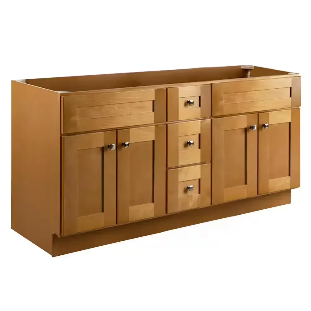 Brookings Solid Wood 60 in. W x 21 in. D x 31.5 in. H 4 Door 3 Drawer Shaker Bath Vanity Cabinet without Top in Birch - image 1