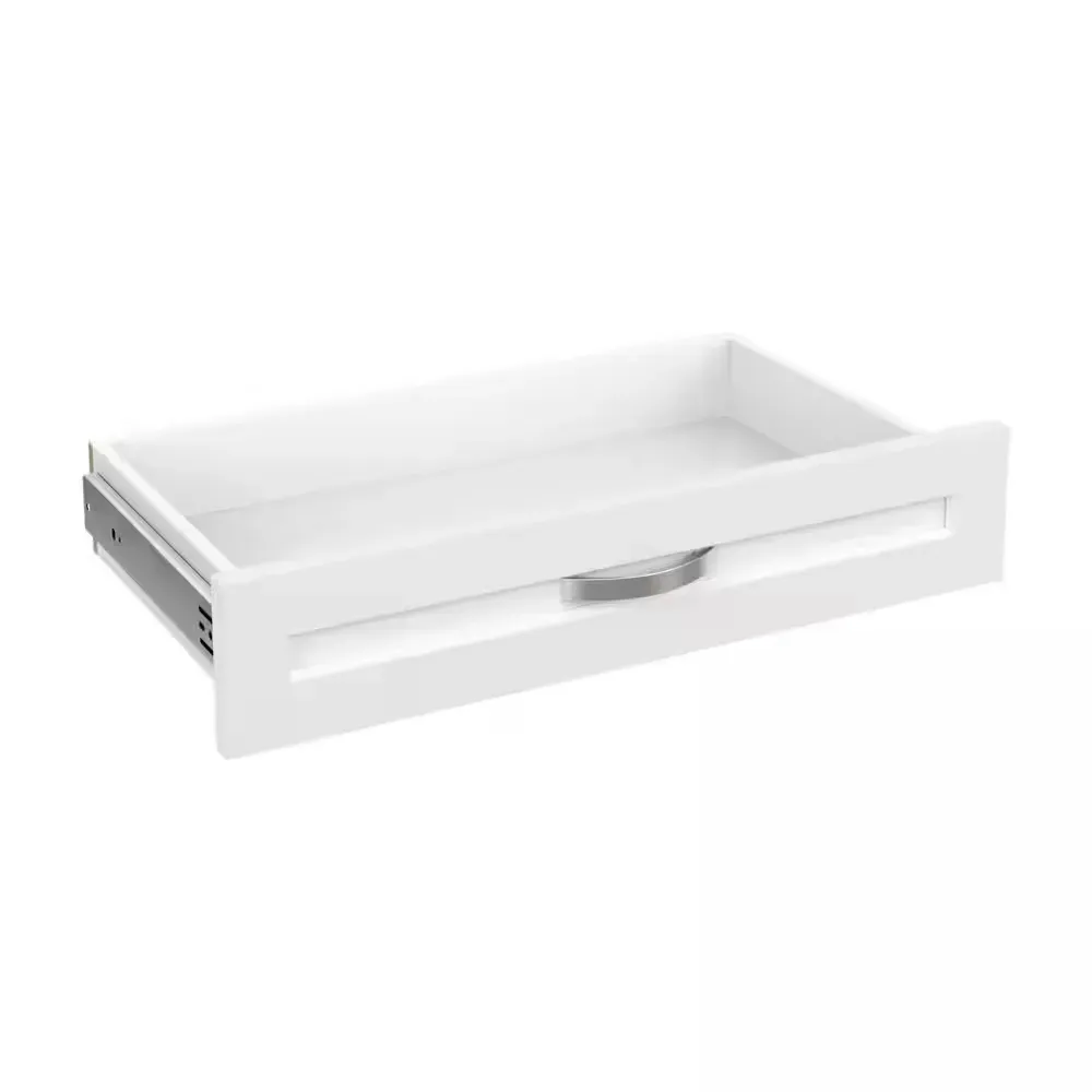 White Shaker-Style Pull-Out Drawer with Metal Handle (Style+ 5 in. x 25 in. White Shaker Drawer Kit for 25 in. W Style+ Tower) - image 1