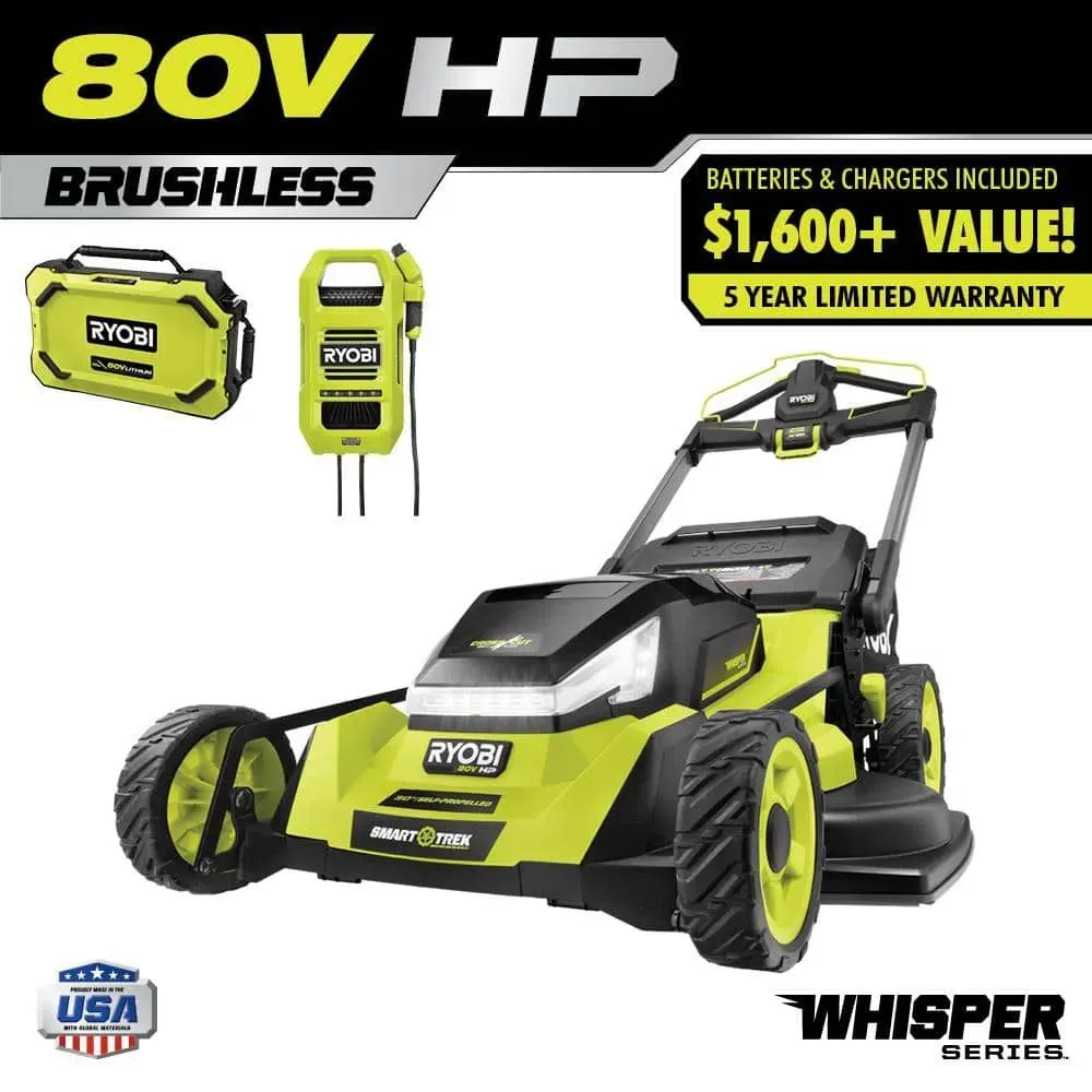 RYOBI 80V HP Brushless Battery Cordless Electric 30 in. Multi-Blade Lawn Mower with Battery and Charger - image 1