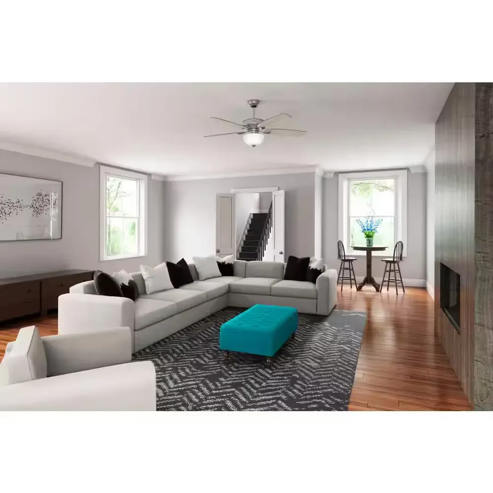 Channing 54 in. Hunter Express Indoor Brushed Nickel Ceiling Fan with Remote and Light Kit Included - image 1