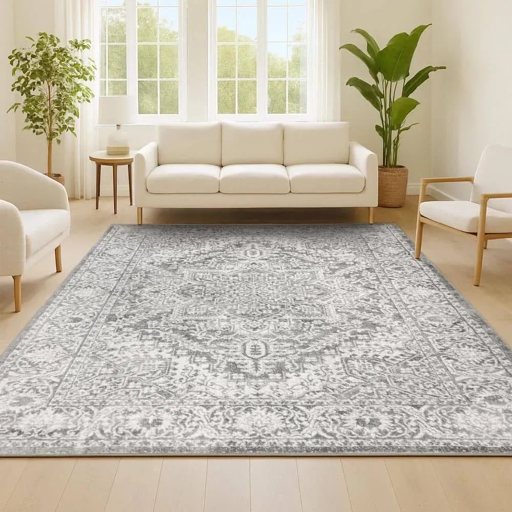 JONATHAN Y Modern Persian Vintage Medallion Light Gray 3 ft. x 5 ft. Area Rug - image 1