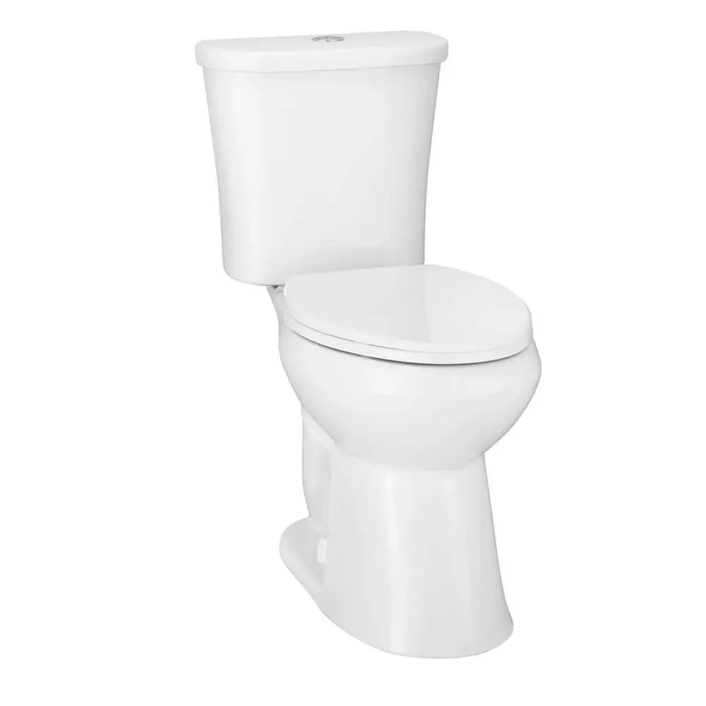 Glacier Bay Power Flush 12 in. Rough in 2-Piece 0.95 GPF/1.28 GPF Dual Flush Elongated Toilet in White with Slow-Close Seat Included - image 1