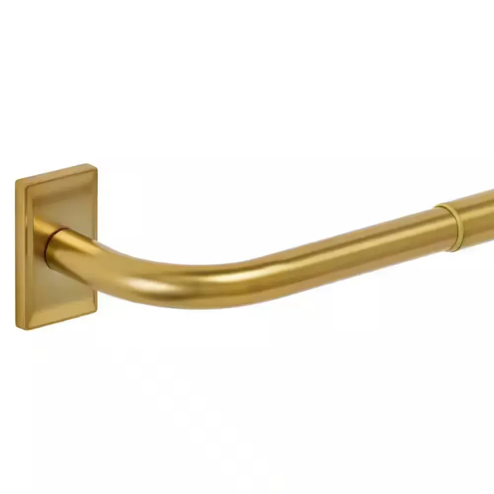 36 in. - 72 in. Adjustable 1 in. Wraparound Single Curtain Rod Kit in Gold - image 1