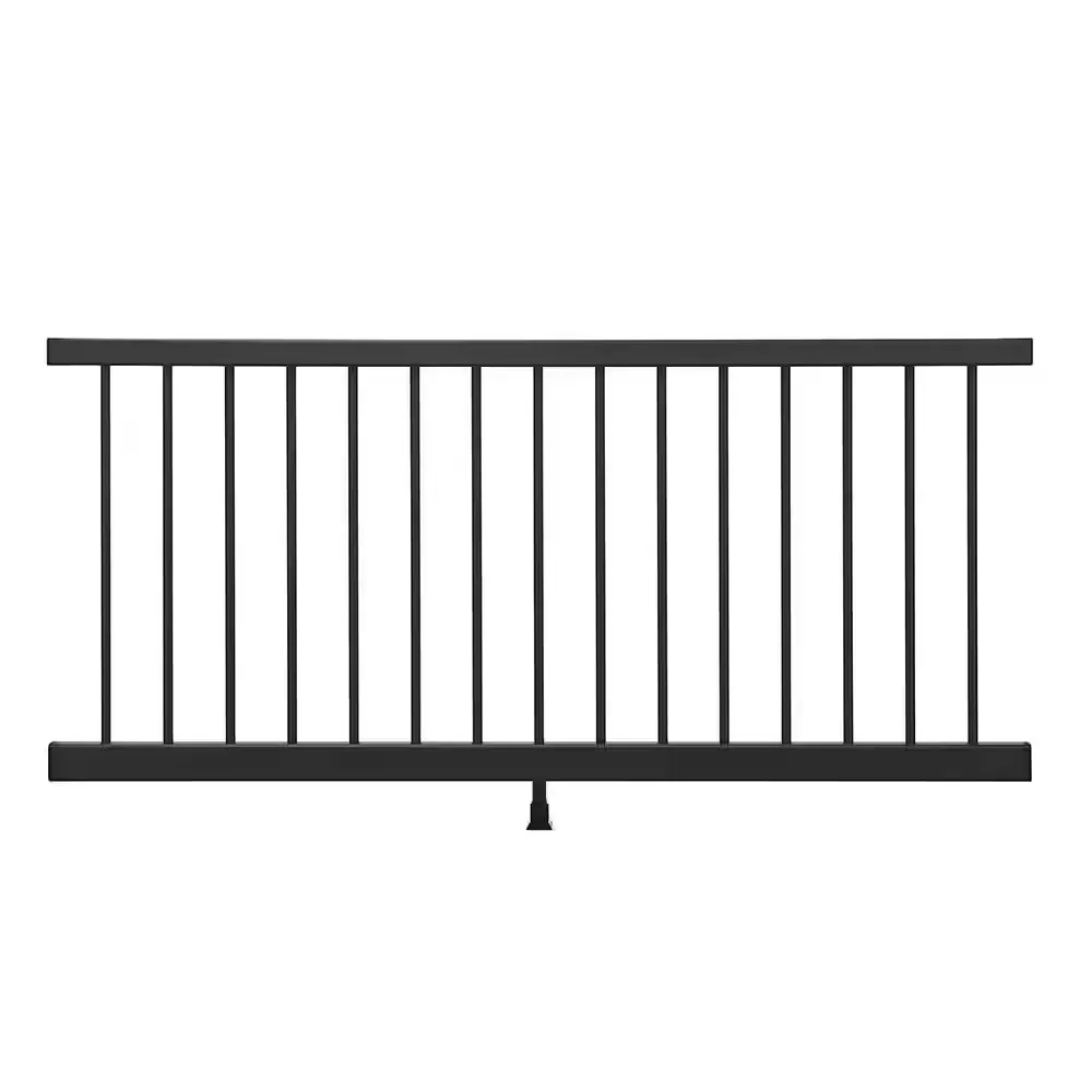 Enhance 6 ft. x 36 in. Charcoal Black Composite Rail with Black Round Aluminum Baluster Kit-Horizontal - image 1