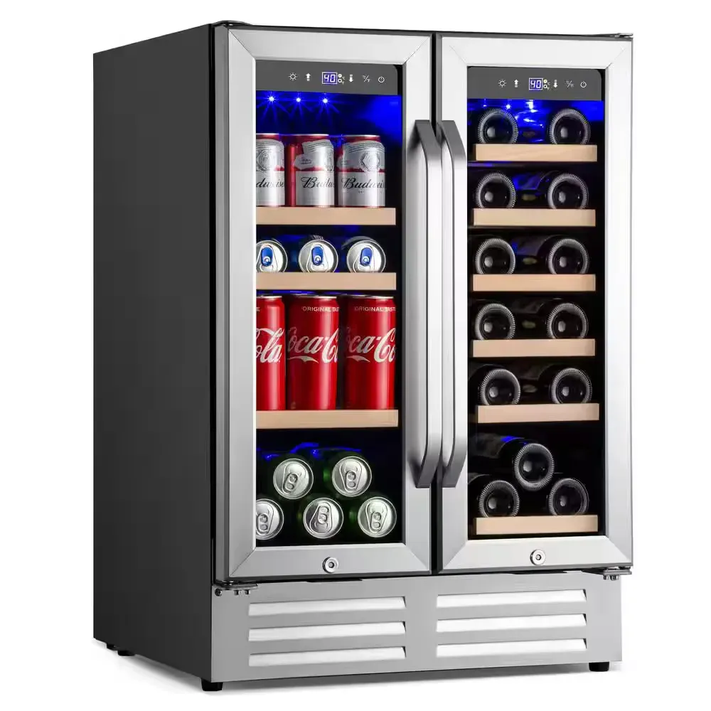 *** Damaged door handles*** Dual Zone 24 in.18-Bottle Wine and 88-Can Built-In and Freestanding Beverage Cooler, Stainless Steel - image 1