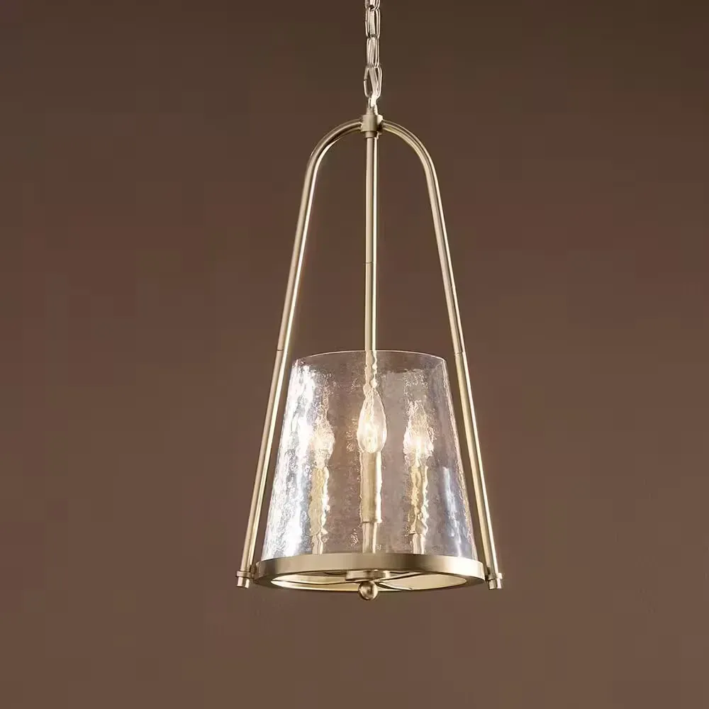 Nerine 3-Light Foyer Pendant with Hammered Glass in Champagne Bronze - image 1