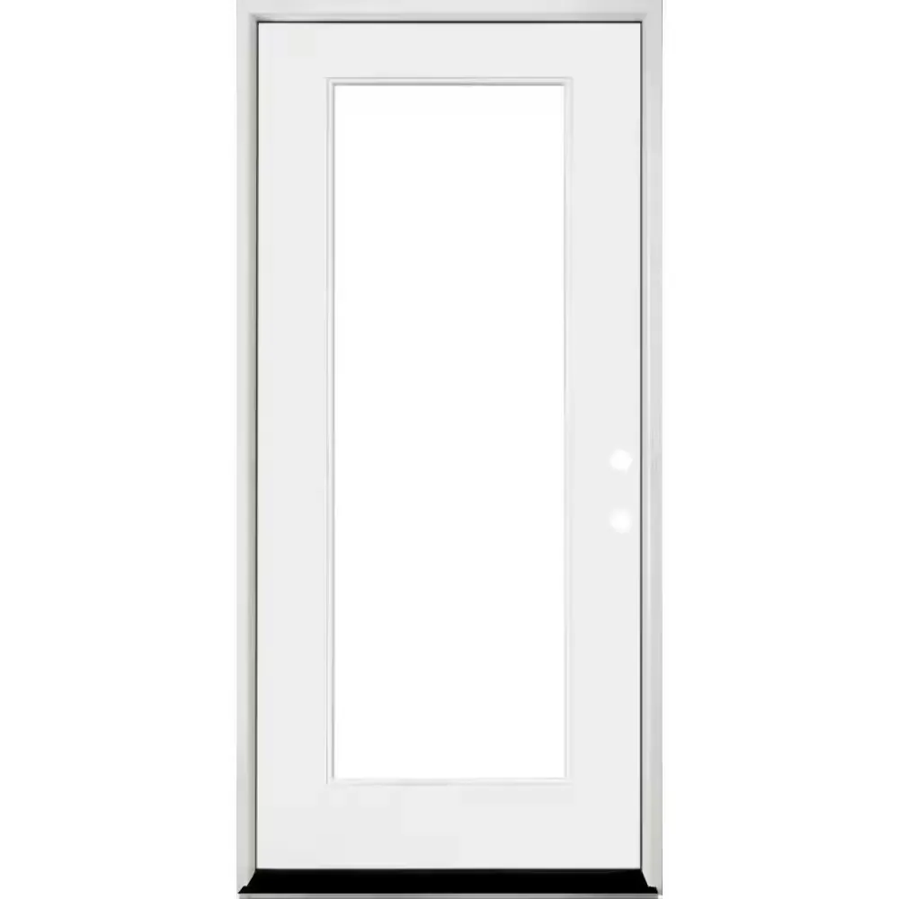 36 in. x 80 in. Legacy Series Full Lite Clear Glass Left Hand Inswing White Primed Fiberglass Prehung Front Door - image 1